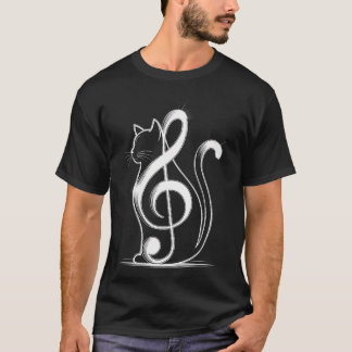 Music Note Inspired Cat Minimalist Music T-Shirt