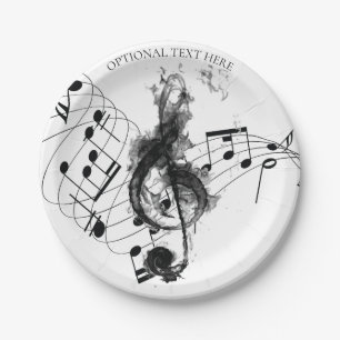 Music Note Luxury black and white Personalised Paper Plate
