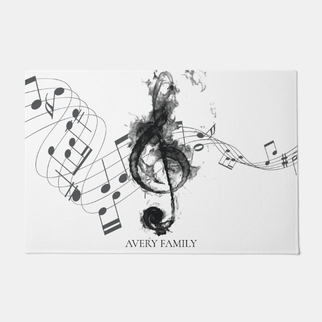Music Note Luxury Personalised Doormat (Front)