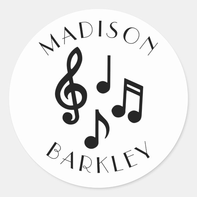 Music Note Musician Teacher Classic Round Sticker (Front)
