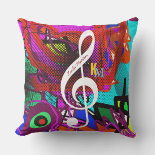 music note on abstract cushion