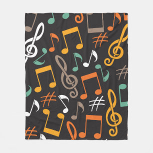 Music note pattern fleece blanket