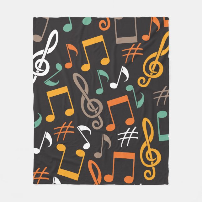 Music note pattern fleece blanket (Front)