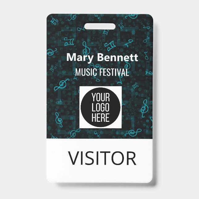 Music Note Pattern Lanyard | Event Badge Holder |  ID Badge (Front)