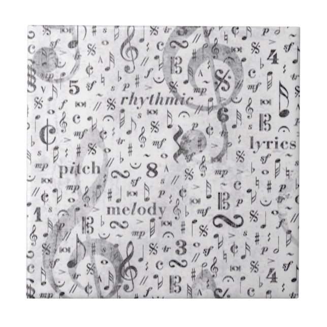 Music Note Pattern Music Theme Ceramic Tile (Front)