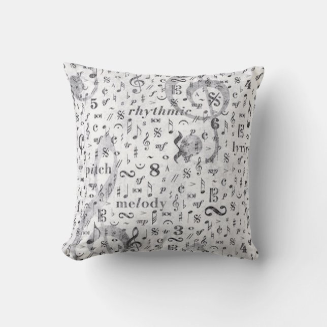 Music Note Pattern Music Theme Cushion (Front)