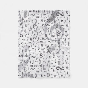 Music Note Pattern Music Theme  Fleece Blanket
