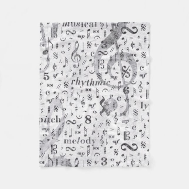 Music Note Pattern Music Theme  Fleece Blanket (Front)