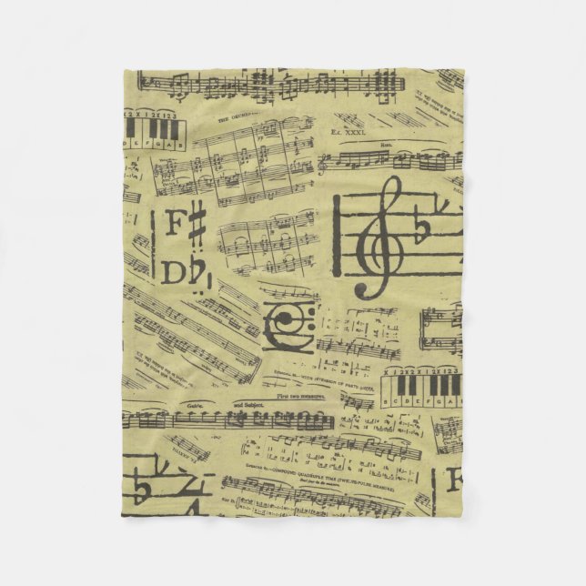 music Note Pattern Music Theme Fleece Blanket (Front)