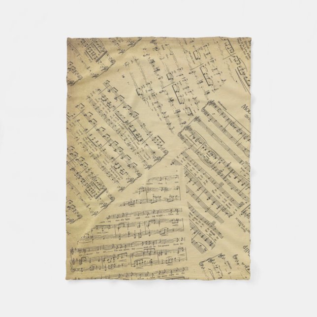 music Note Pattern Music Theme Fleece Blanket (Front)