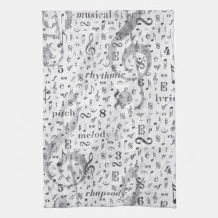music Note Pattern Music Theme Kitchen Towel