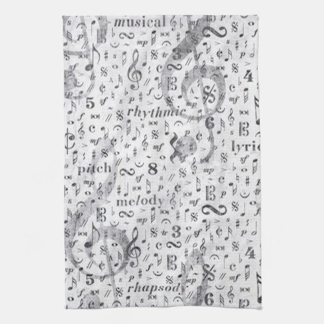 music Note Pattern Music Theme Kitchen Towel (Vertical)