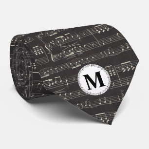 music note Pattern Music Theme Musician Monogram Tie