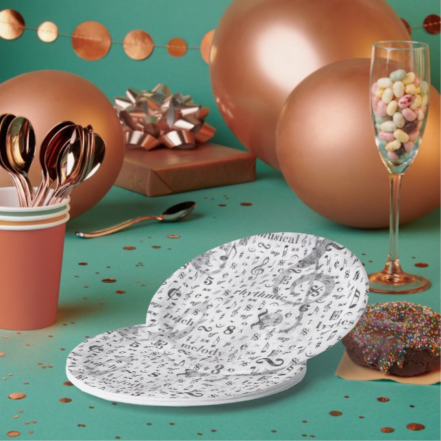 Music Note Pattern Music Theme  Paper Plate (Multi)