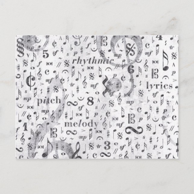 Music Note Pattern Music Theme Postcard (Front)
