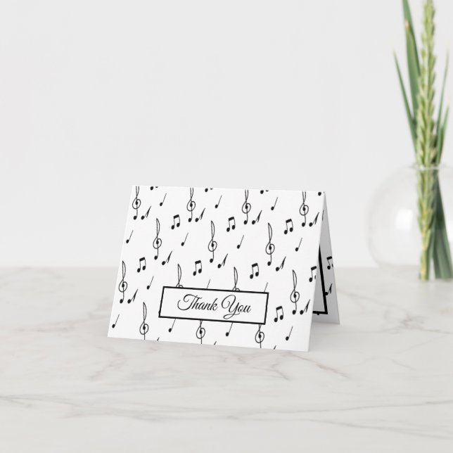 music note Pattern Music Theme Treble Clef   Thank You Card (Front)