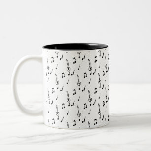 music note Pattern Music Theme Treble Clef  Two-Tone Coffee Mug