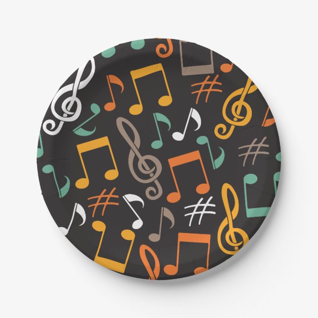 Music note pattern paper plate (Front)