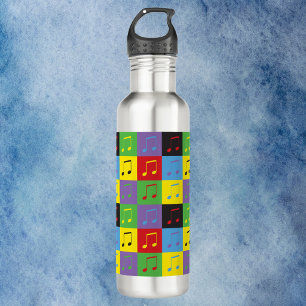 Music Note Pattern Pop Art Rainbow 710 Ml Water Bottle