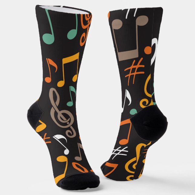 Music note pattern socks (Angled)