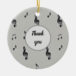 Music Note Pattern Teacher Holiday Thank You Ceramic Ornament