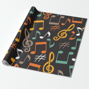 Music note pattern wrapping paper