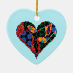 Music Note Patterned Heart Ceramic Ornament