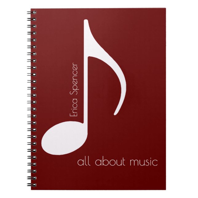 Music Note Red, Music-Lessons  Notebook (Front)