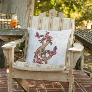 Music Note Roses and Butterflies Cushion