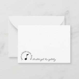 Music Note Script Name Black White Personalised Card