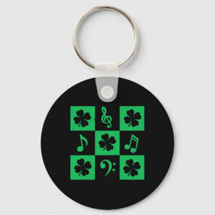 Music Note Shamrock St Patricks Day Musician Music Key Ring