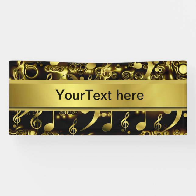 music, note, sheet music, gold, banner, template, banner (Horizontal)