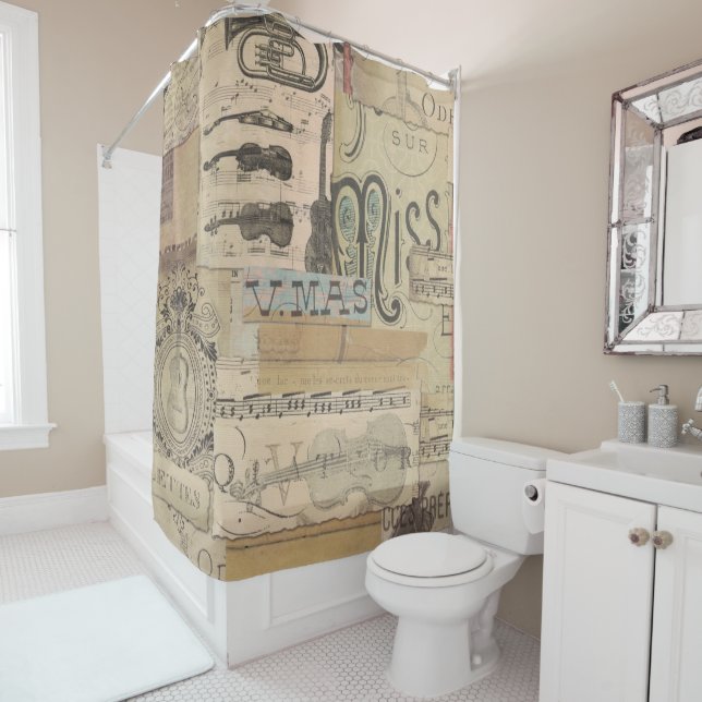 Music Note Shower Curtain Guitar Tuba Violin piano (In Situ)