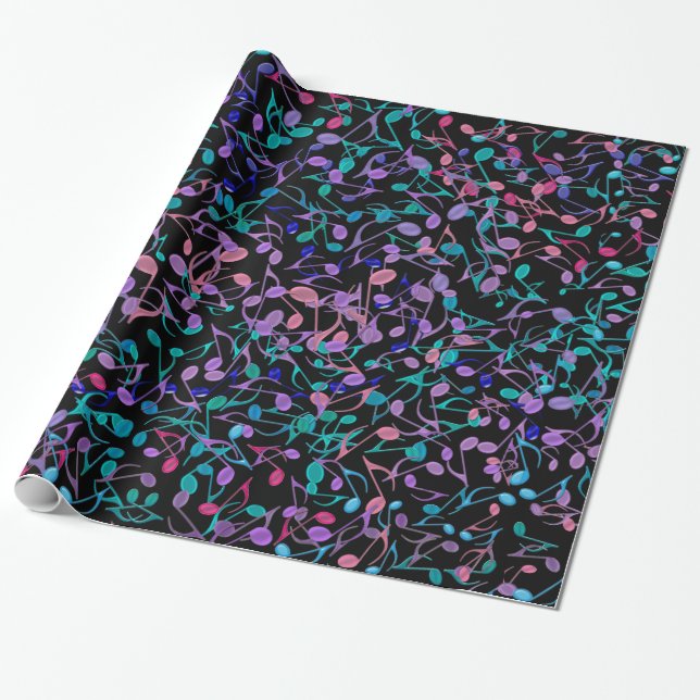 Music Note Splash Wrapping Paper (Unrolled)