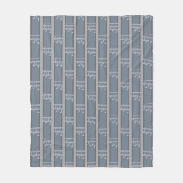 Music Note Striped Fleece Blanket (Front)