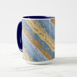 Music Note Stripes Brown And Blue Mug