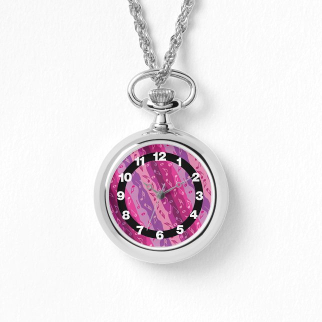 Music Note Stripes Brown And Blue  Watch (Front)