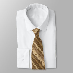 Music Note Stripes Brown Neck Tie