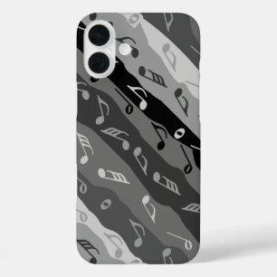 Music Note Stripes Grays iPhone 16 Plus Case