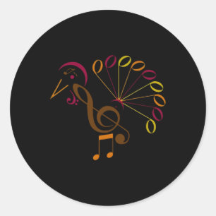 Music Note Symbol Turkey Music Teacher Thanksgivin Classic Round Sticker