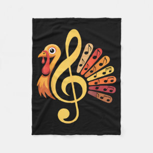 Music Note Symbol Turkey Teacher Fall Thanksgiving Fleece Blanket