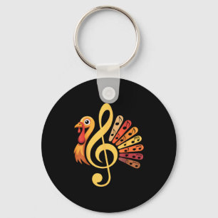 Music Note Symbol Turkey Teacher Fall Thanksgiving Key Ring