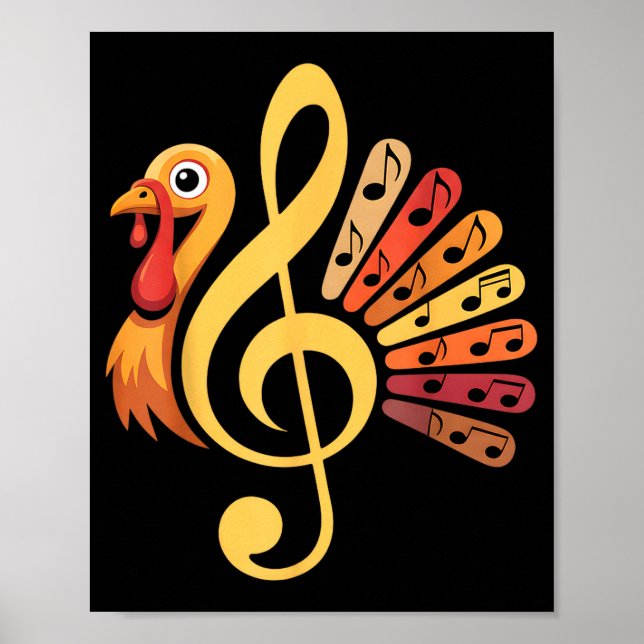 Music Note Symbol Turkey Teacher Fall Thanksgiving Poster (Front)