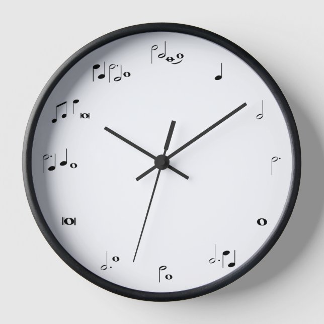 Music note time clock Black & white musical clock (Front)