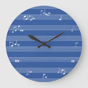 Music note time clock - Blue and white