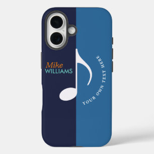 music note ~ two tones of blue cool iPhone 16 case