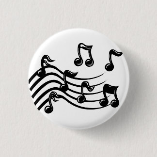 music notes 3 cm round badge