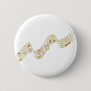 music notes 6 cm round badge