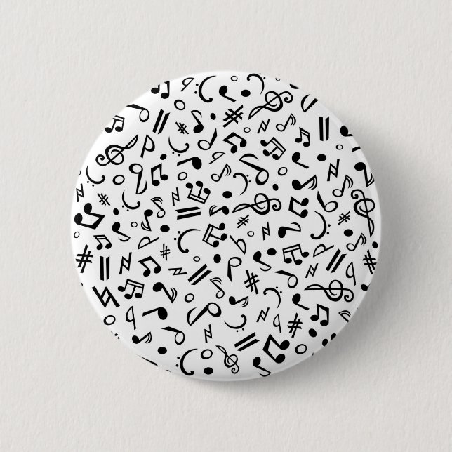 music notes 6 cm round badge (Front)
