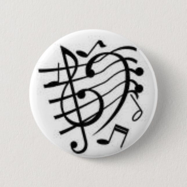 music notes 6 cm round badge (Front)